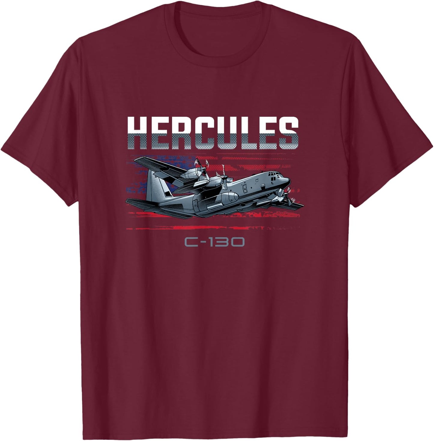 Cargo Warplane C-130 Hercules Military T-Shirt - T-Shirt | Maroon