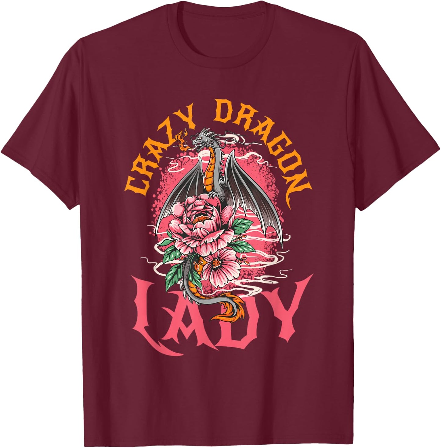 Crazy Dragon Lady T-Shirt - T-Shirt | Maroon