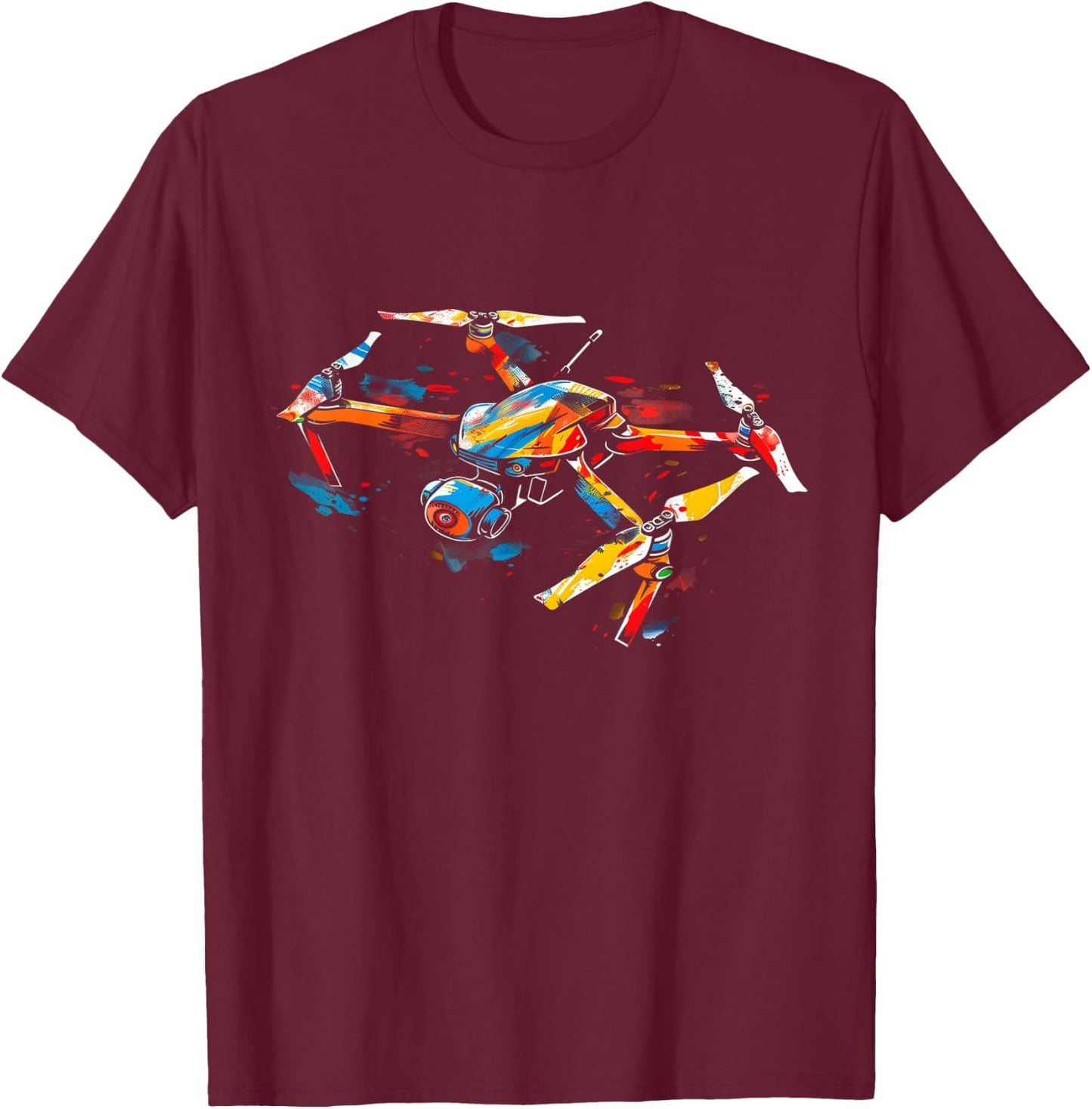 Drone Pilot Quadcopter Operator RC Watercolor T-Shirt - T-Shirt | Maroon