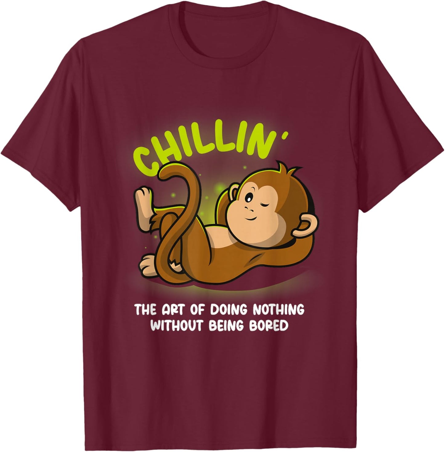 Monkey Lover Chilling Chimp T-Shirt - T-Shirt | Maroon