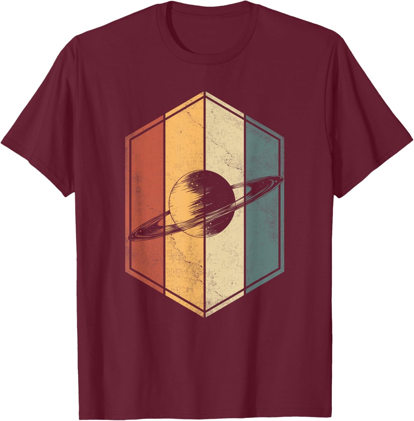 Science Astronomy Gifts Vintage Planet Saturn Solar System T-Shirt - T-Shirt | Maroon