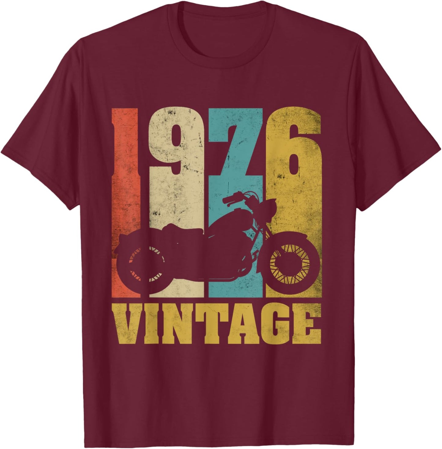 49 Birthday Retro Biker Motorcycle Gift Vintage 1976 T-Shirt - T-Shirt | Maroon