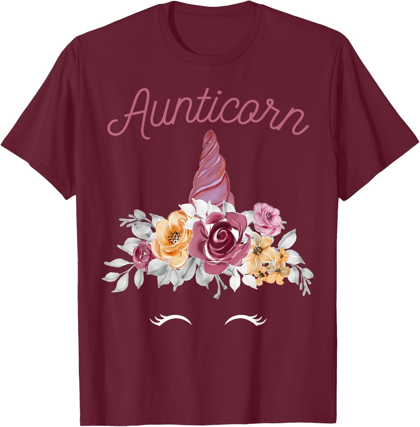 More Best Aunt & Auntie Presents Unicorn Aunt Black Women's Classic Fit Short Sleeve Small T-Shirt - T-Shirt | Maroon