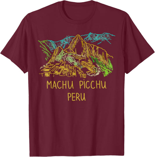 DDD City Machu Picchu Peru - Men's Black Classic Fit Short Sleeve - Small T-Shirt - T-Shirt | Maroon