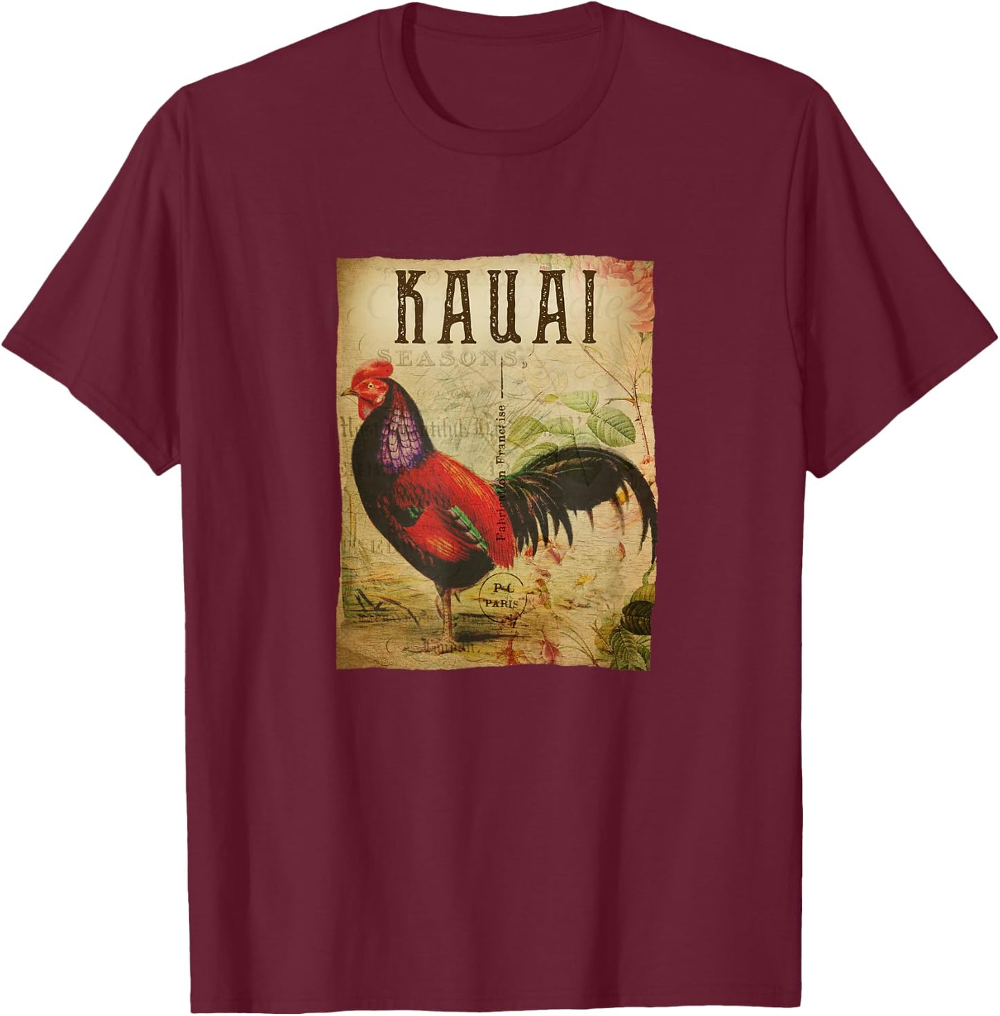 Vintage Kauai Shirt Rooster T-Shirt - T-Shirt | Maroon