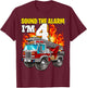 Sound the Alarm I'm 4 4th Birthday Fireman Firetruck Boys T-Shirt - T-Shirt | Maroon