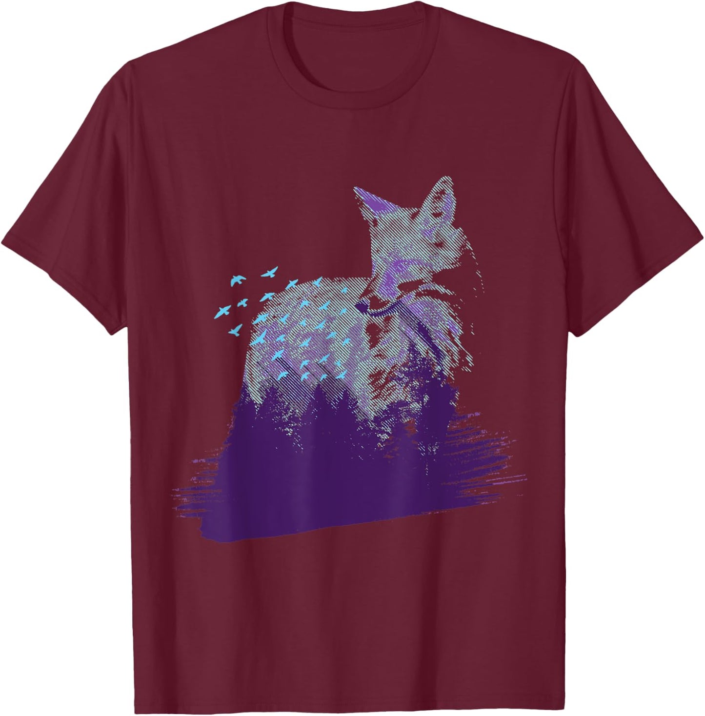 Arctic Fox Forest Landscape White Arctic Fox Lover Animal T-Shirt - T-Shirt | Maroon
