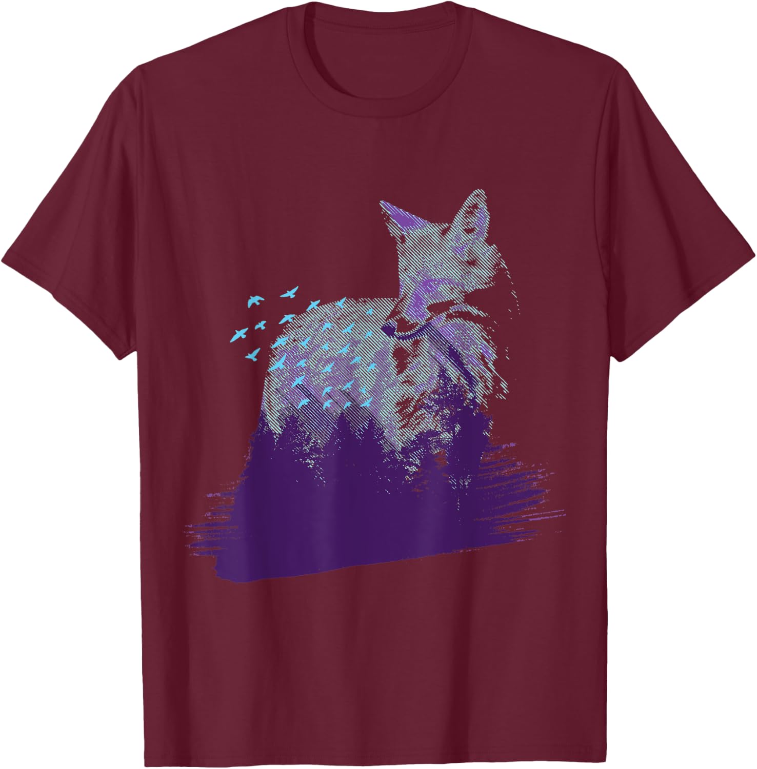Arctic Fox Forest Landscape White Arctic Fox Lover Animal T-Shirt - T-Shirt | Maroon
