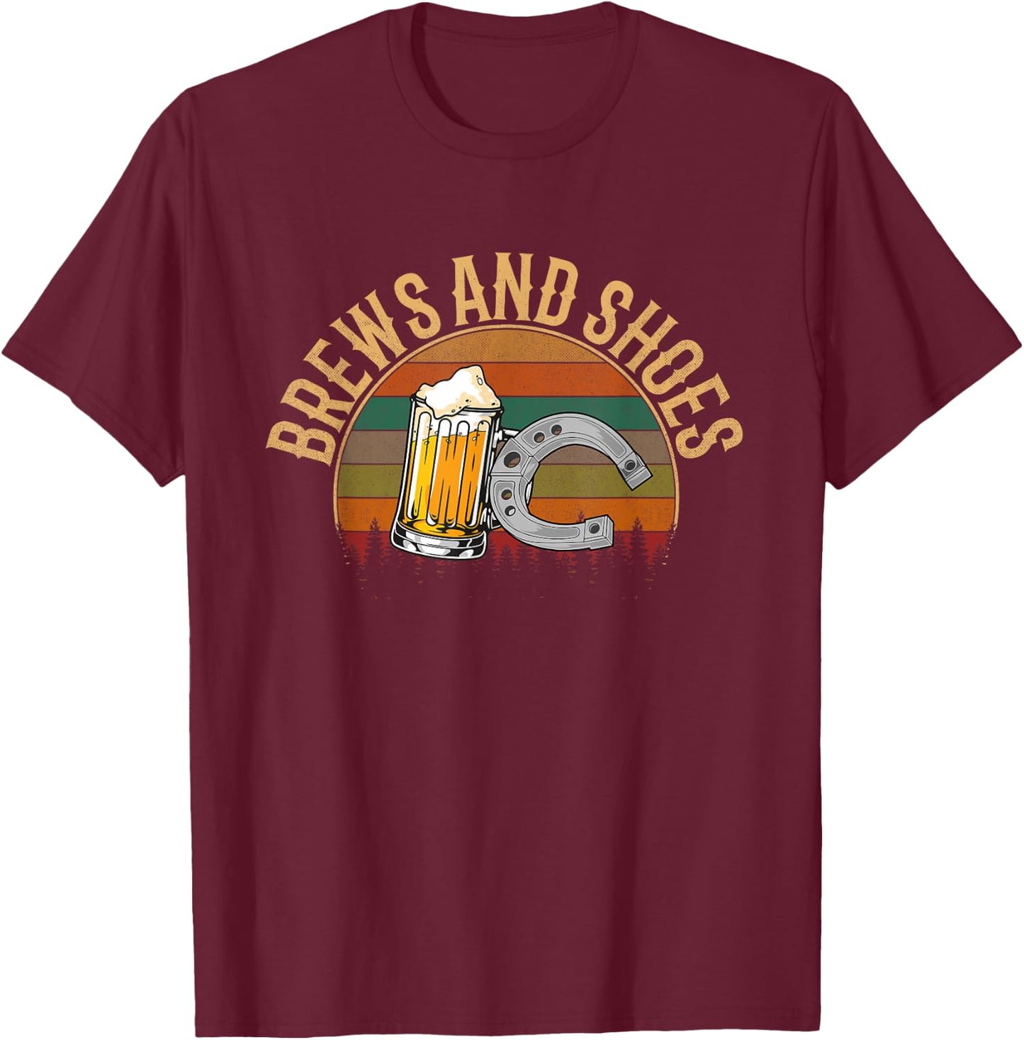 Brews and Shoes, Horseshoe Pitching T-Shirt - T-Shirt | Maroon