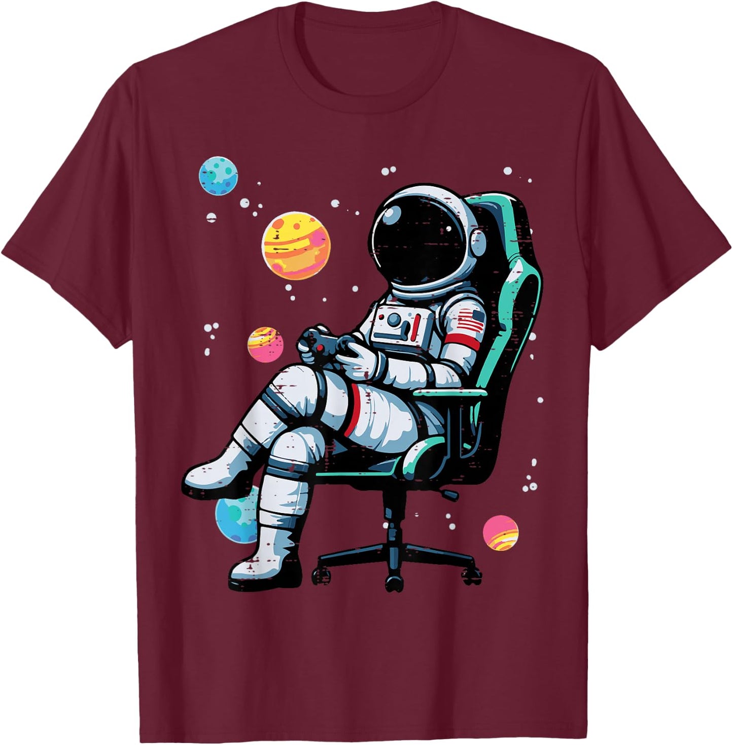Astronaut Gaming Space Gamer Boys Toddler Kids Youth Men T-Shirt - T-Shirt | Maroon