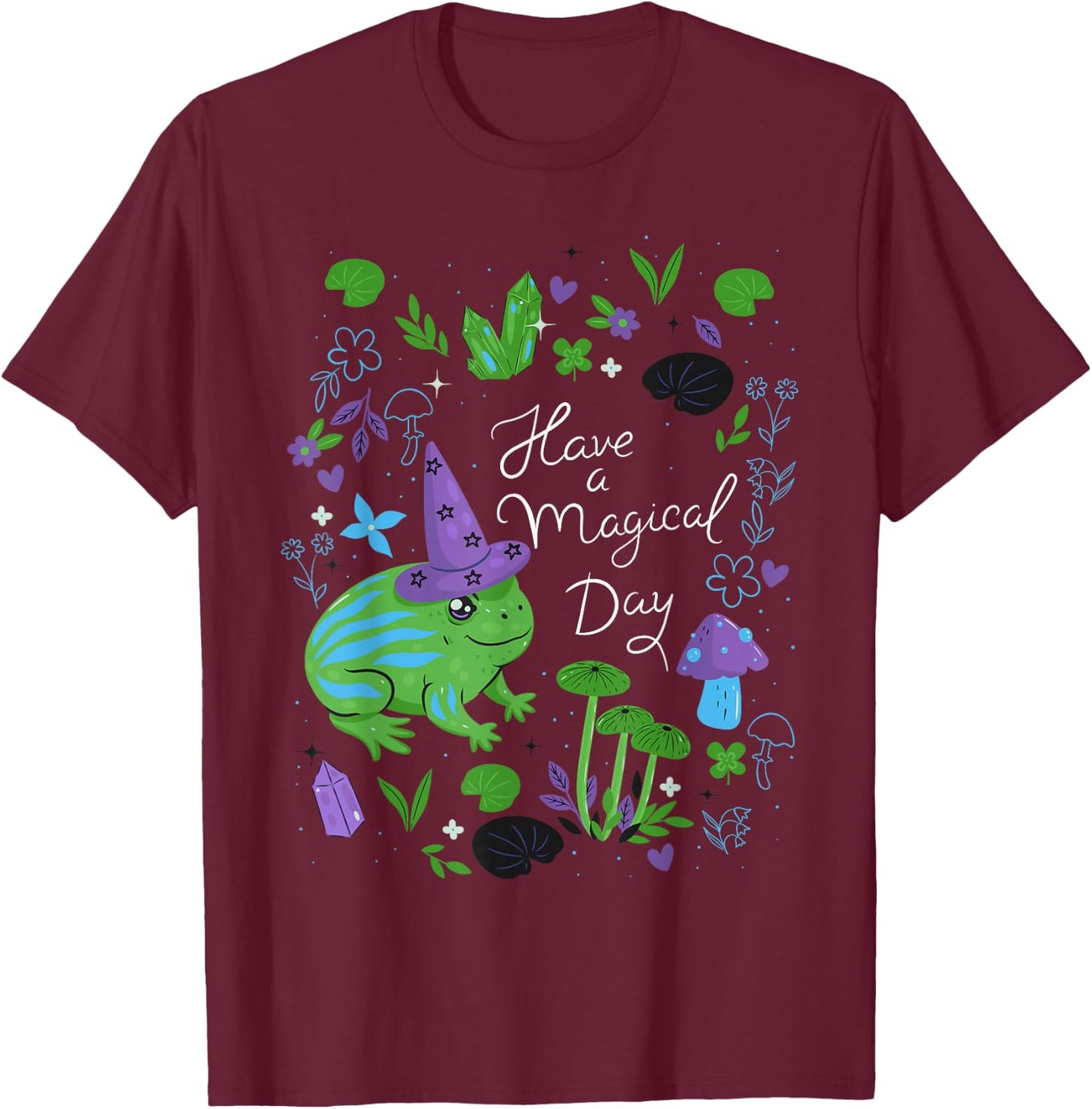 Have a magical day Cute Esoteric Frog Animal Art T-Shirt - T-Shirt | Maroon