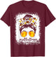 Women Bleached Softball Mom Messy Bun Softball Lover T-Shirt - T-Shirt | Maroon