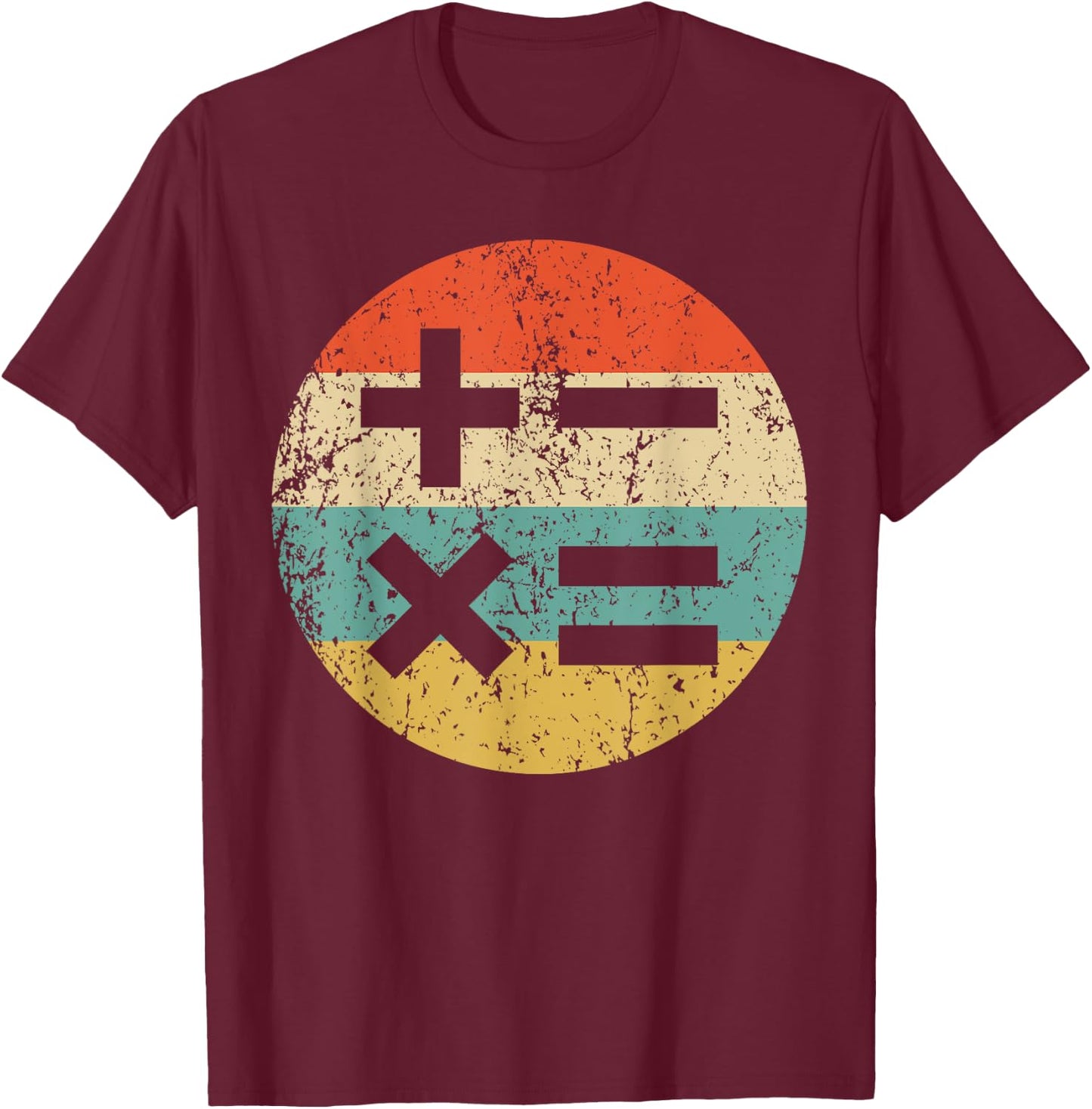 Math Teacher Vintage Retro Math Symbols T-Shirt - T-Shirt | Maroon