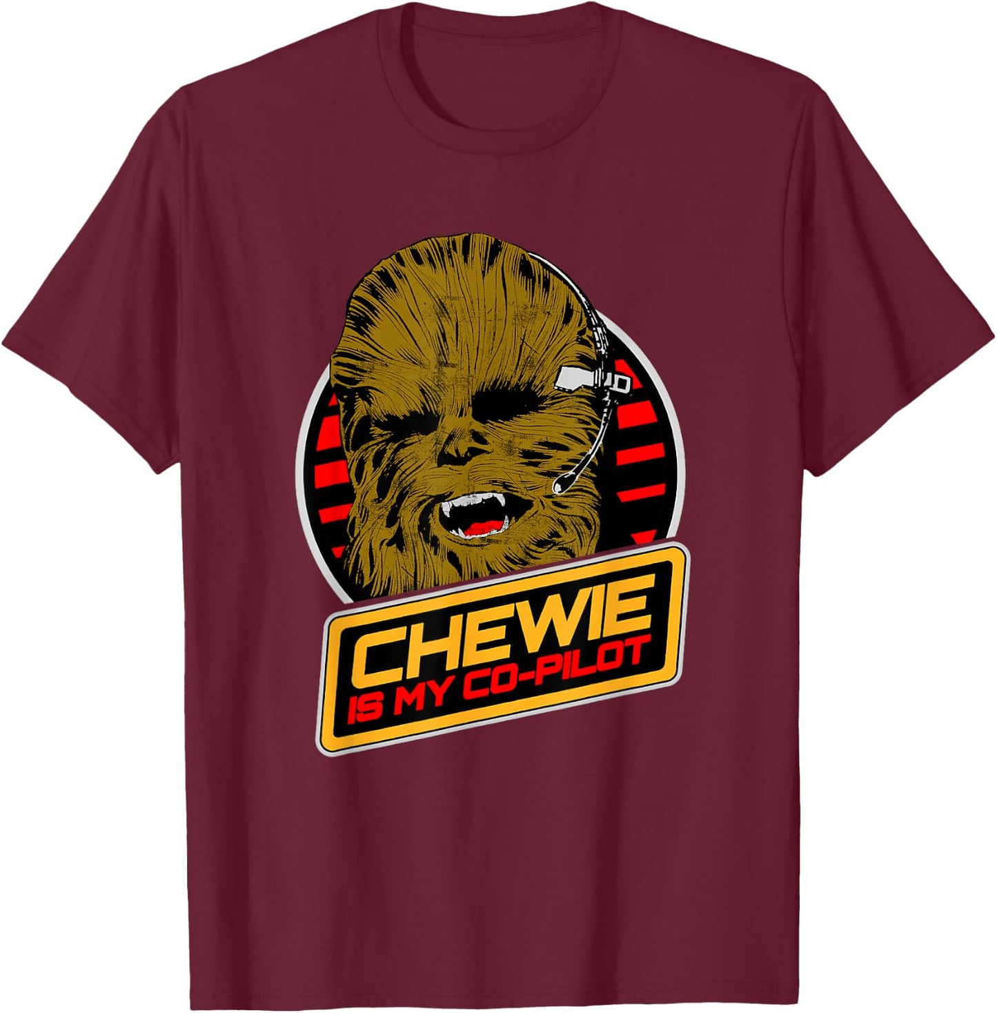 Star Wars Classic Chewie Is My Co-Pilot Poster T-Shirt - T-Shirt | Maroon