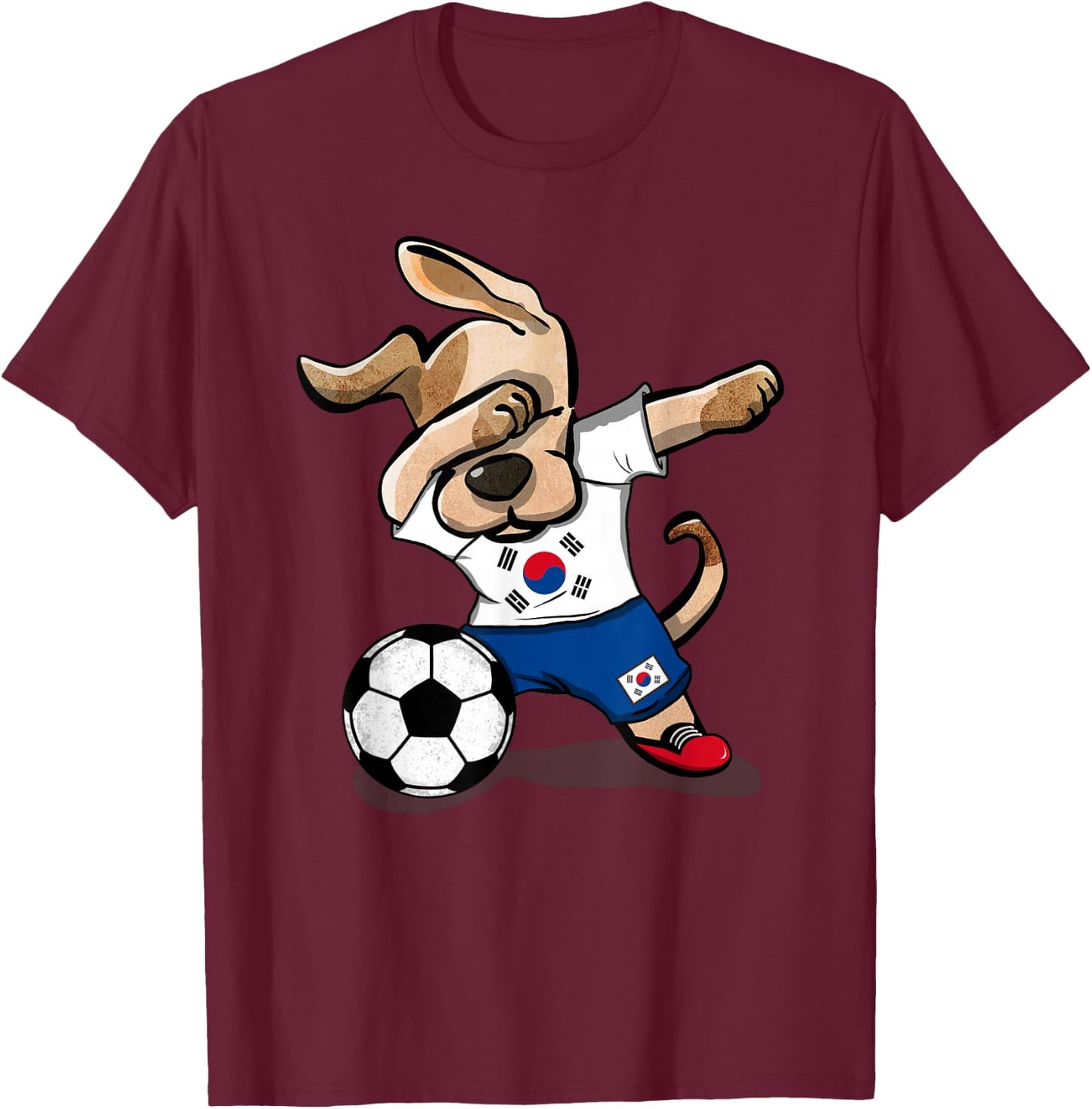 Dabbing Dog South Korea Soccer Jersey Korean Football Team T-Shirt - T-Shirt | Maroon