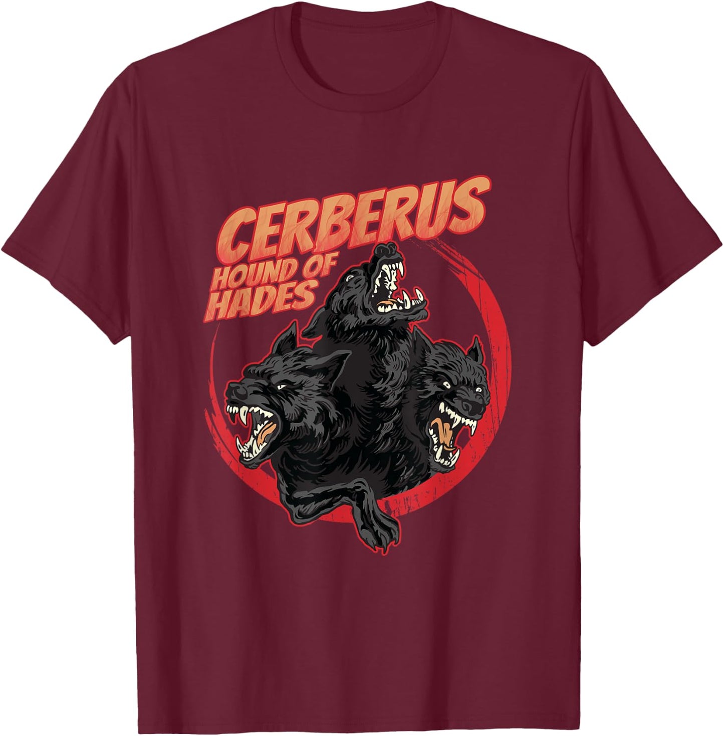 Retro 80s Cerberus Hellhound Greek Mythology Hound of Hades T-Shirt - T-Shirt | Maroon
