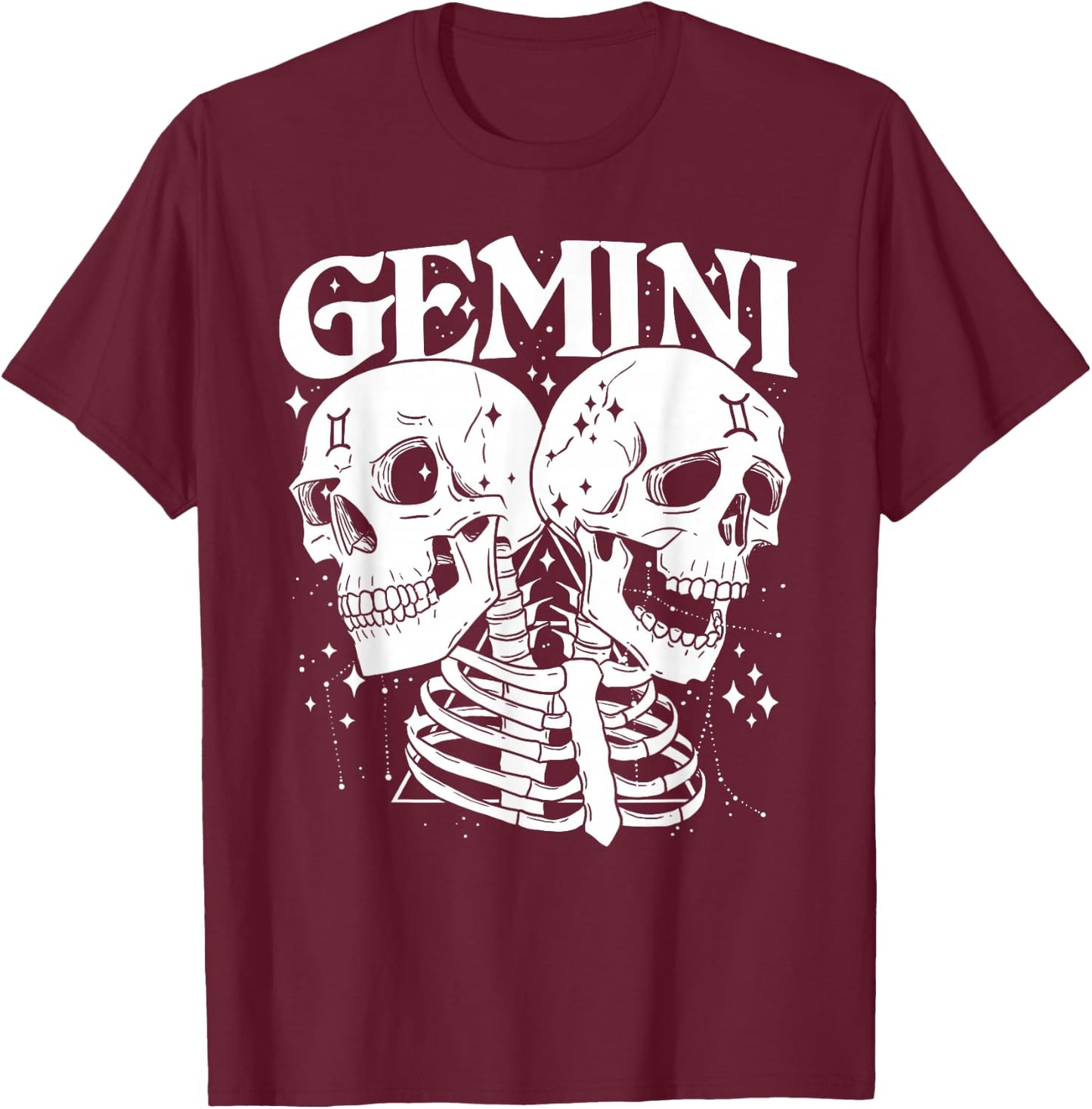 GEMINI Faery Crystal Witch Shirt Skull constellation T-Shirt - T-Shirt | Maroon