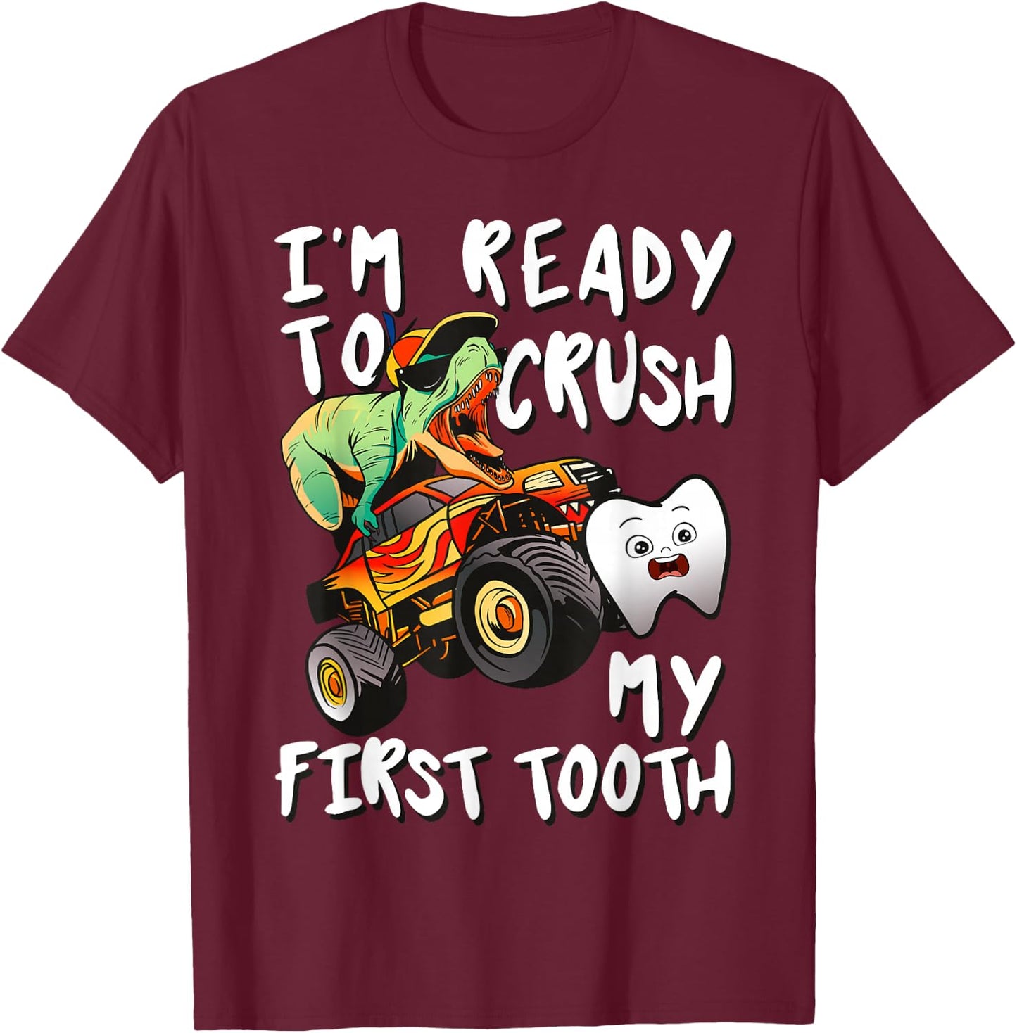 Tooth Fairy T-Rex Monster Truck Dental Hygienist Dentists T-Shirt - T-Shirt | Maroon