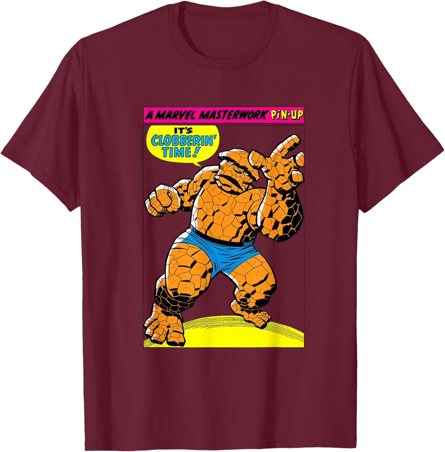 Marvel Fantastic Four The Thing Masterwork Pin-Up T-Shirt - T-Shirt | Maroon