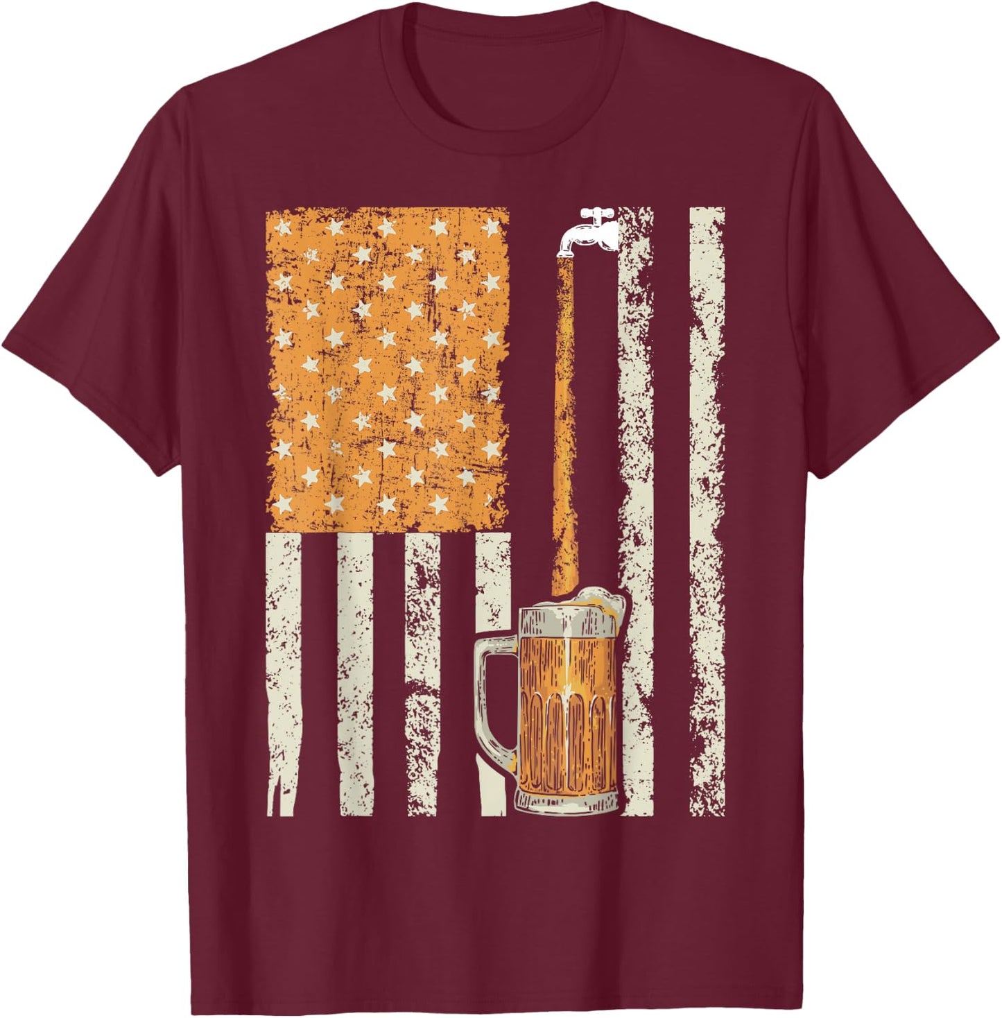 Brewery American Flag Craft Beer American Pride T-Shirt - T-Shirt | Maroon