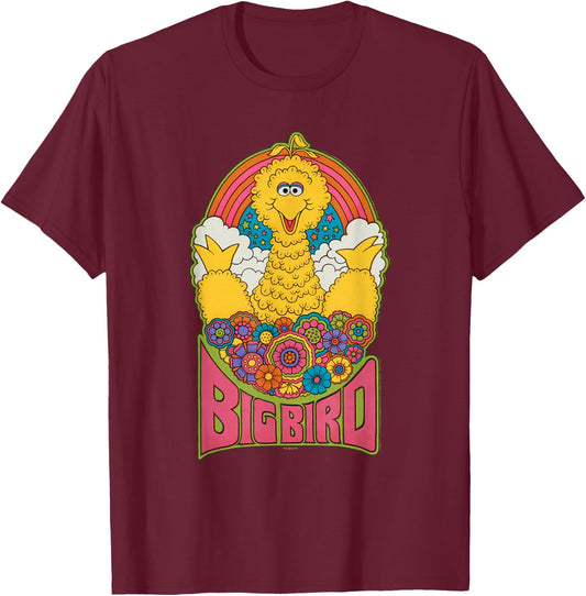 Sesame Street Psychedelic Big Bird T-Shirt - T-Shirt | Maroon