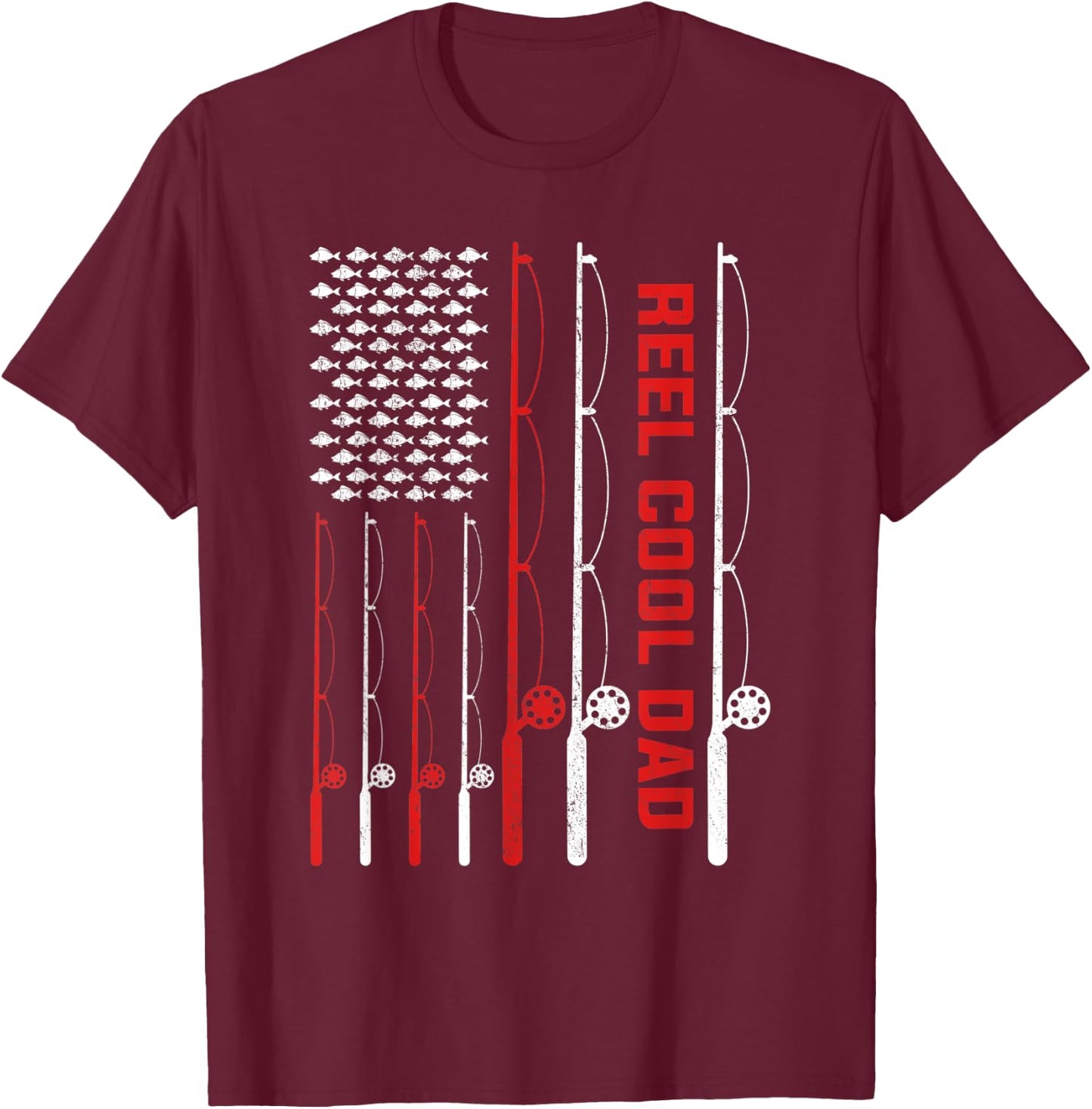 Reel Cool Dad Fathers Day Fishing T-Shirt - T-Shirt | Maroon