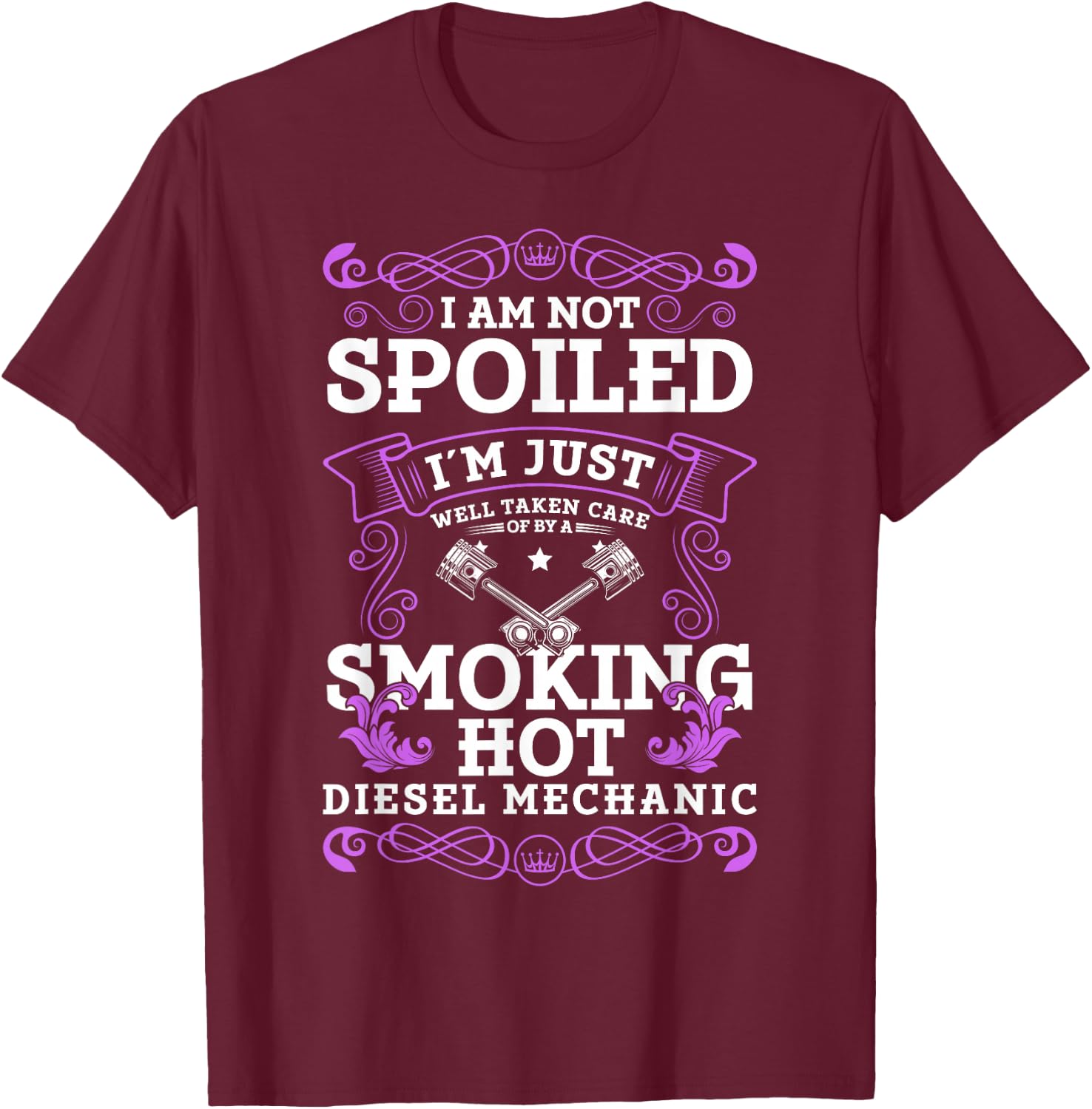 Diesel Mechanic Girlfriend Diesel Mechanic Woman T-Shirt - T-Shirt | Maroon