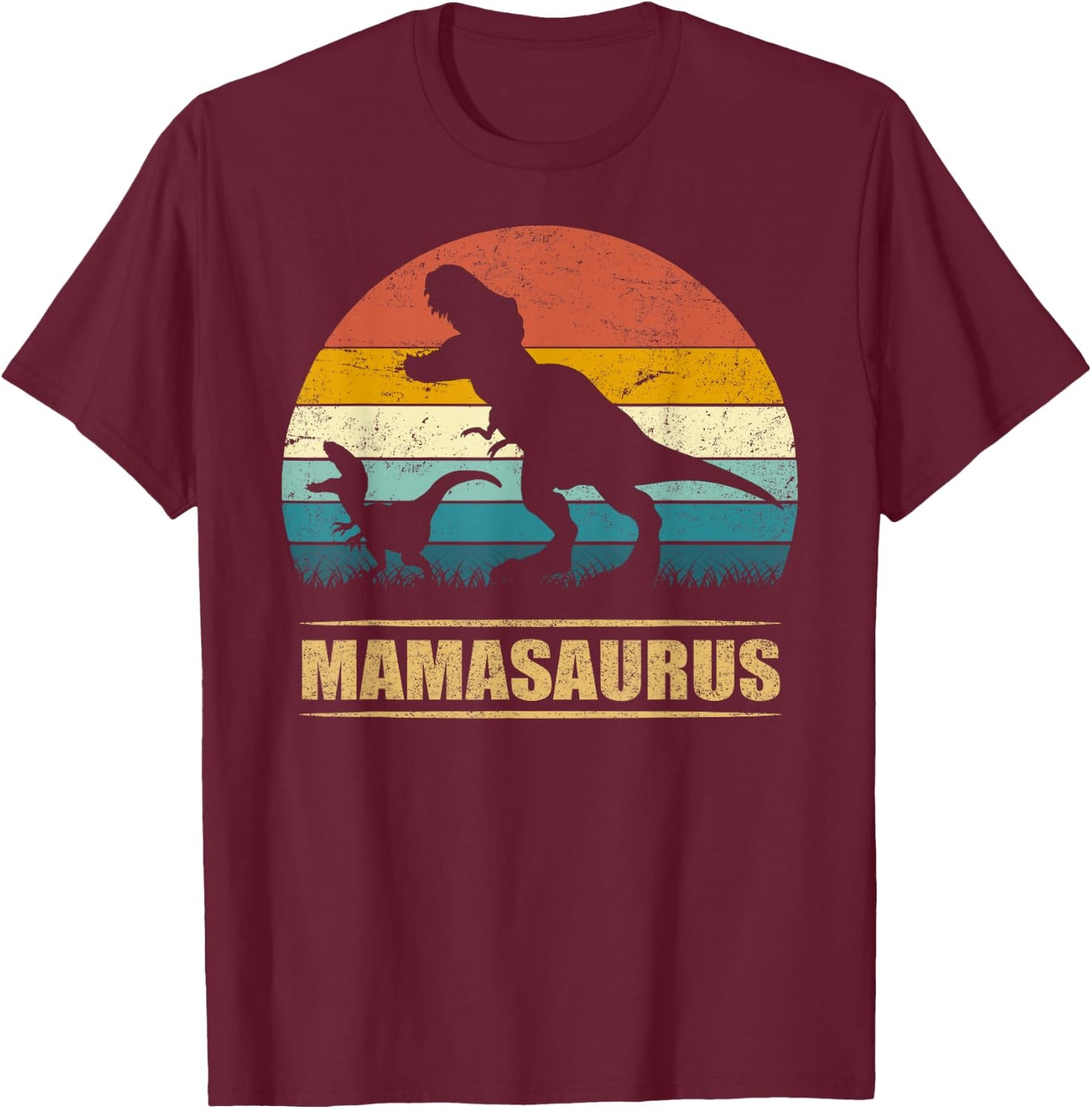Mamasaurus T Rex Dinosaur Mama Saurus Funny T-Shirt - T-Shirt | Maroon