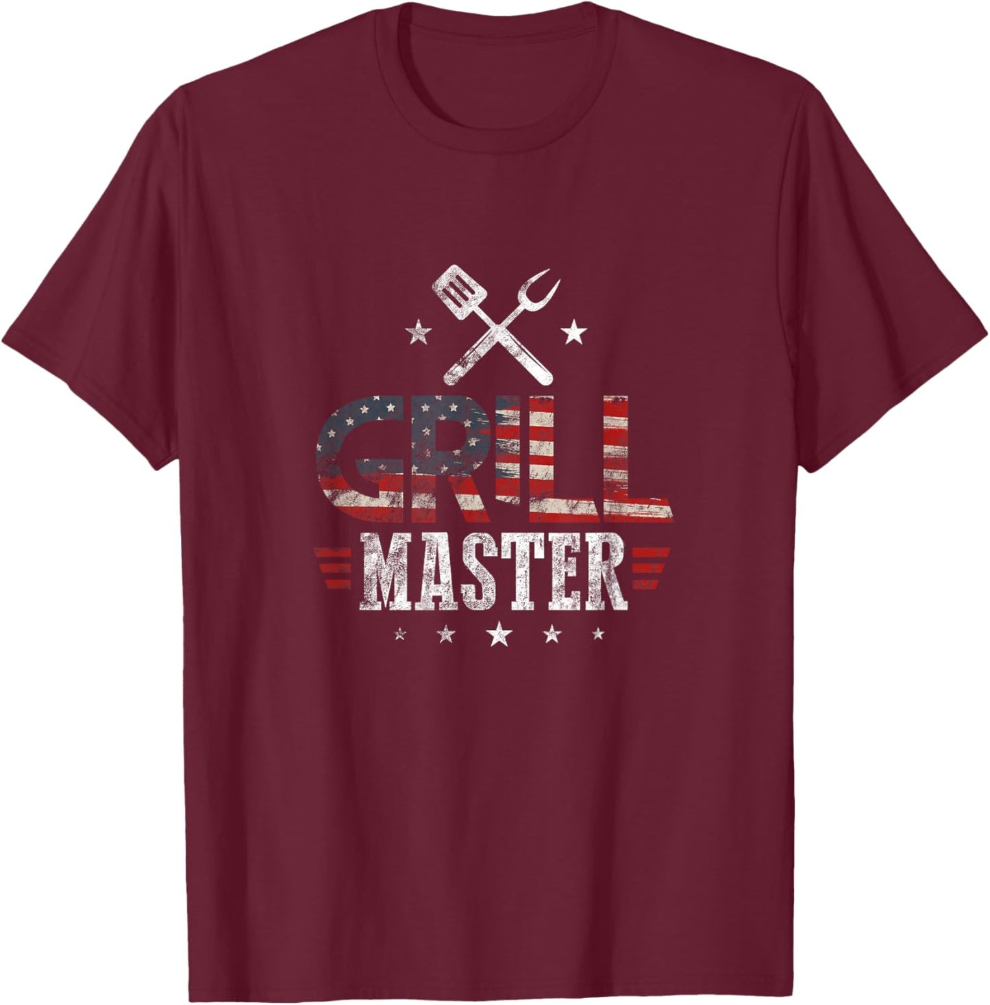 Grill Master USA Flag Patriotic Barbeque BBQ 4th of July T-Shirt - T-Shirt | Maroon