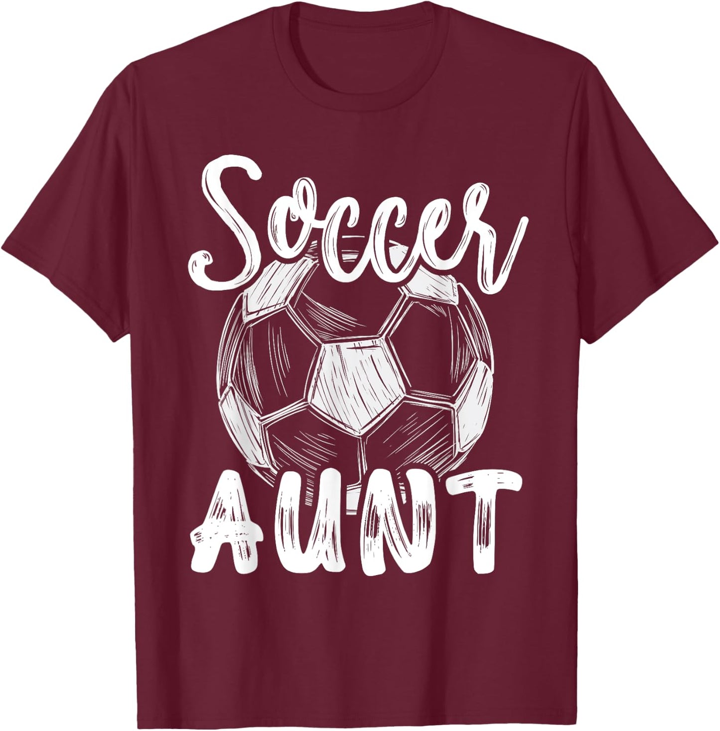 Soccer Aunt Women Family Matching Team Player Soccer Ball T-Shirt - T-Shirt | Maroon