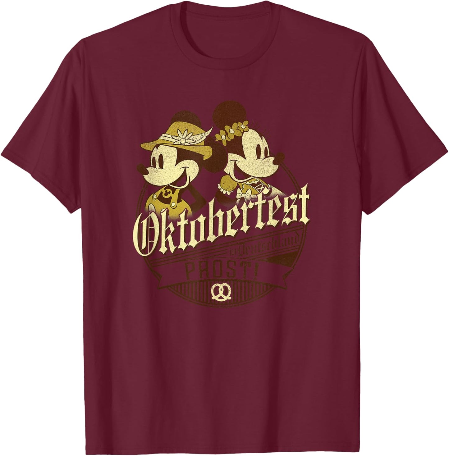 Disney Mickey & Friends Oktoberfest Mickey & Minnie T-Shirt - T-Shirt | Maroon