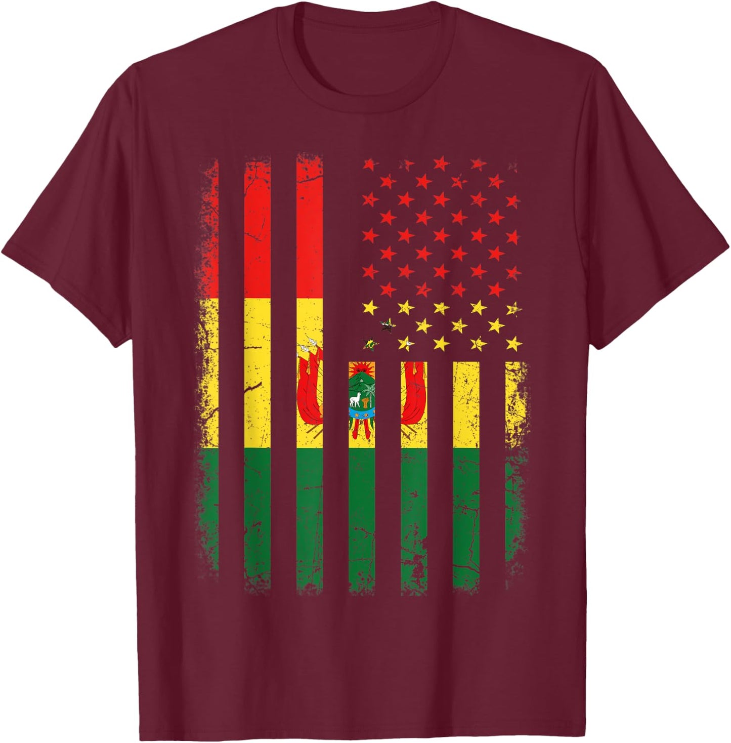 Bolivian American Flag Bolivian Roots Bolivia America T-Shirt - T-Shirt | Maroon