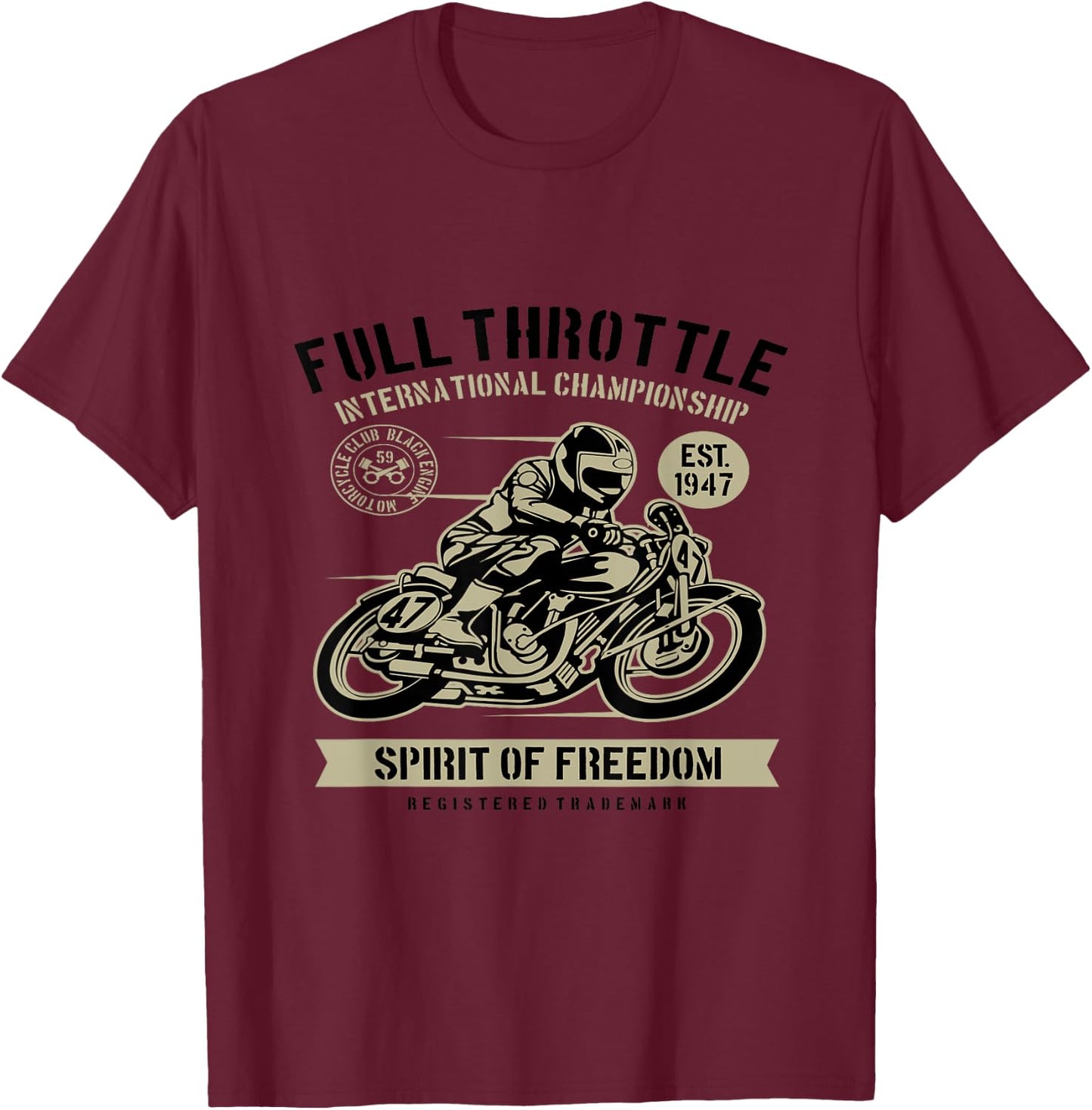 Bike Full Throttle For Bikers T-Shirt - T-Shirt | Maroon