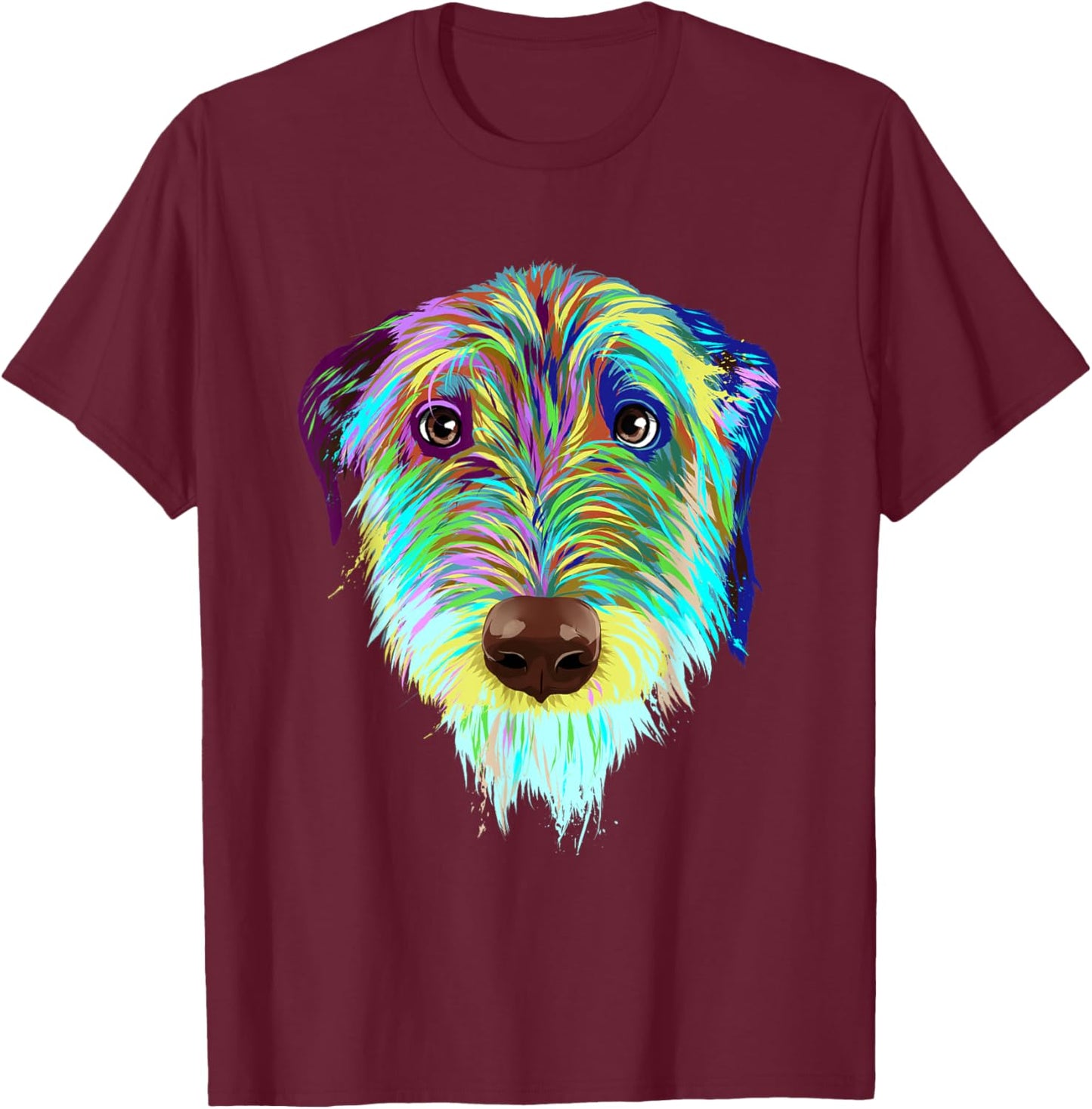Splash Dog Irish Wolfhound Men Women Kids T-Shirt - T-Shirt | Maroon