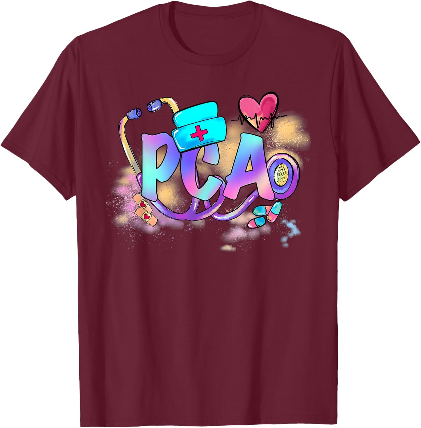 Tie Dye PCA Cute Nurse Day CNA RN Nurse Week Gifts Nursing T-Shirt - T-Shirt | Maroon