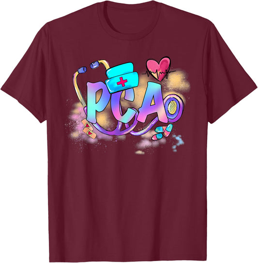 Tie Dye PCA Cute Nurse Day CNA RN Nurse Week Gifts Nursing T-Shirt - T-Shirt | Maroon