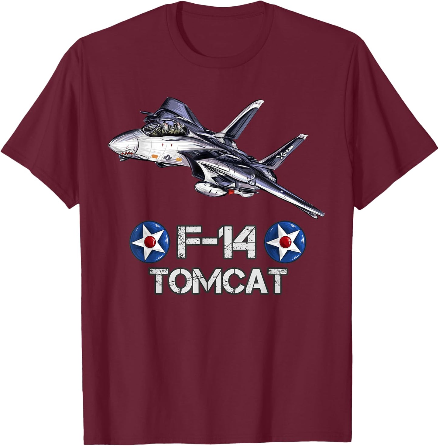 Vintage F-14 Tomcat Fighter Jet Military Aviation gift T-Shirt - T-Shirt | Maroon