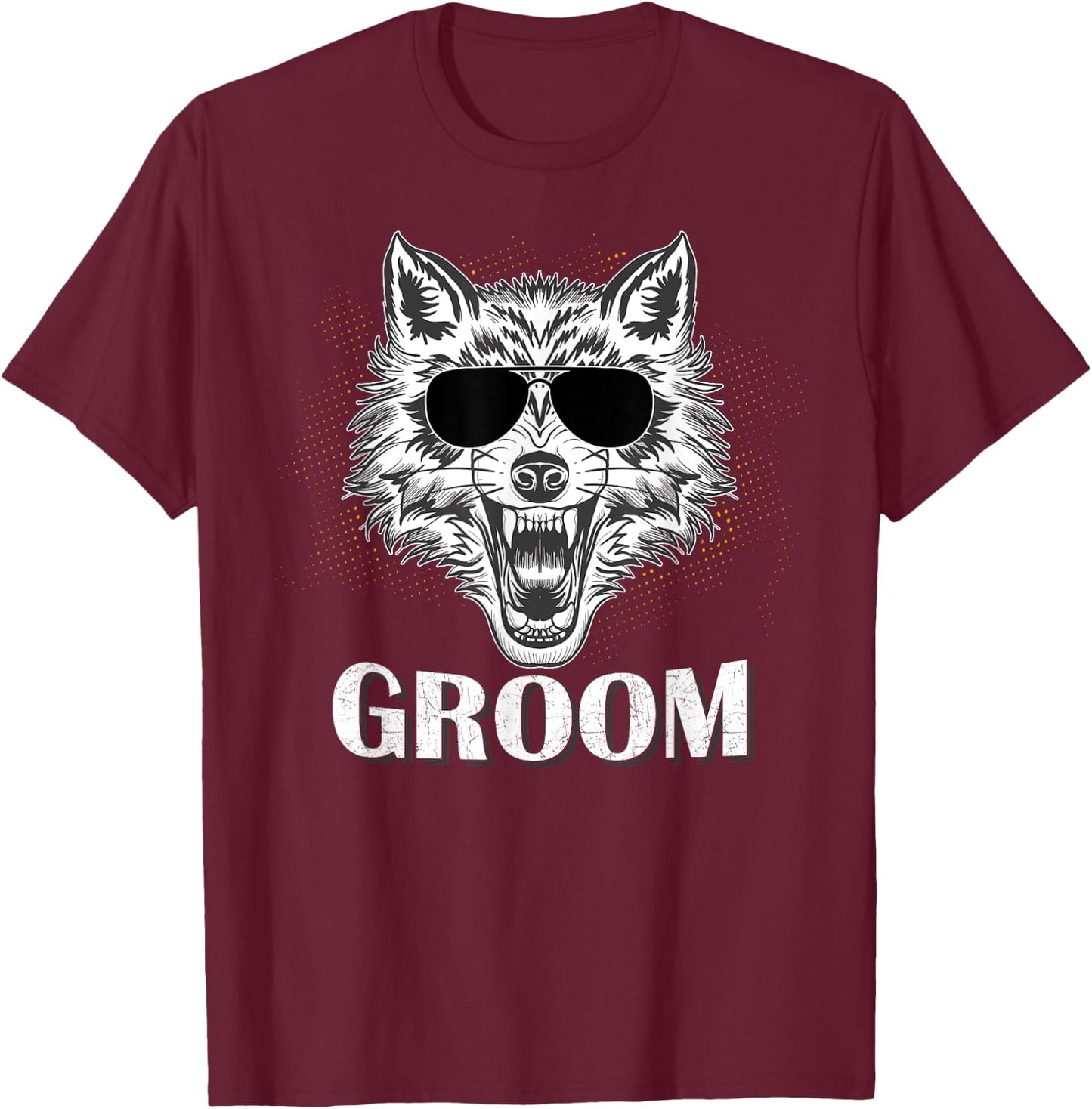Groom Wolf Cool Bachelor Party T-Shirt - T-Shirt | Maroon