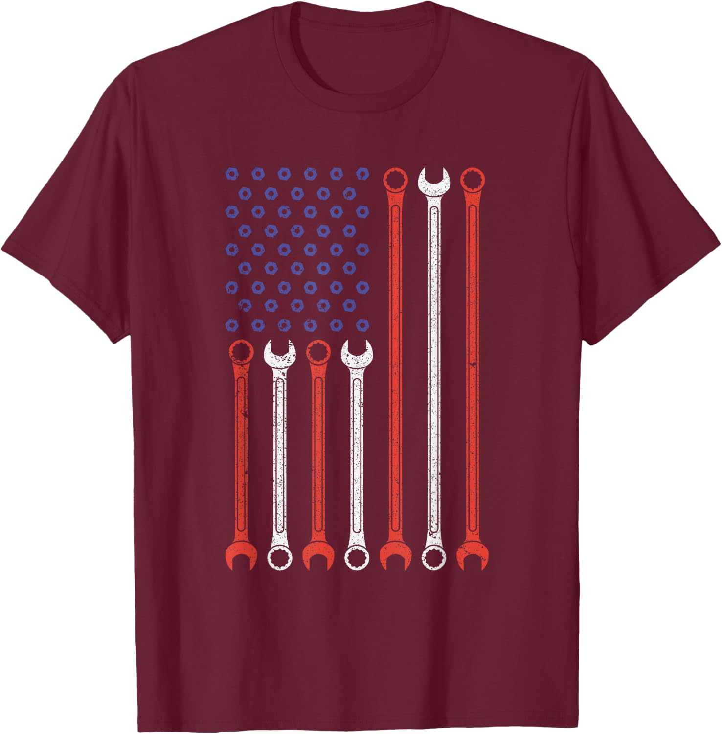 Vintage American Flag Diesel Engine Mechanic Muscle Car Love T-Shirt - T-Shirt | Maroon