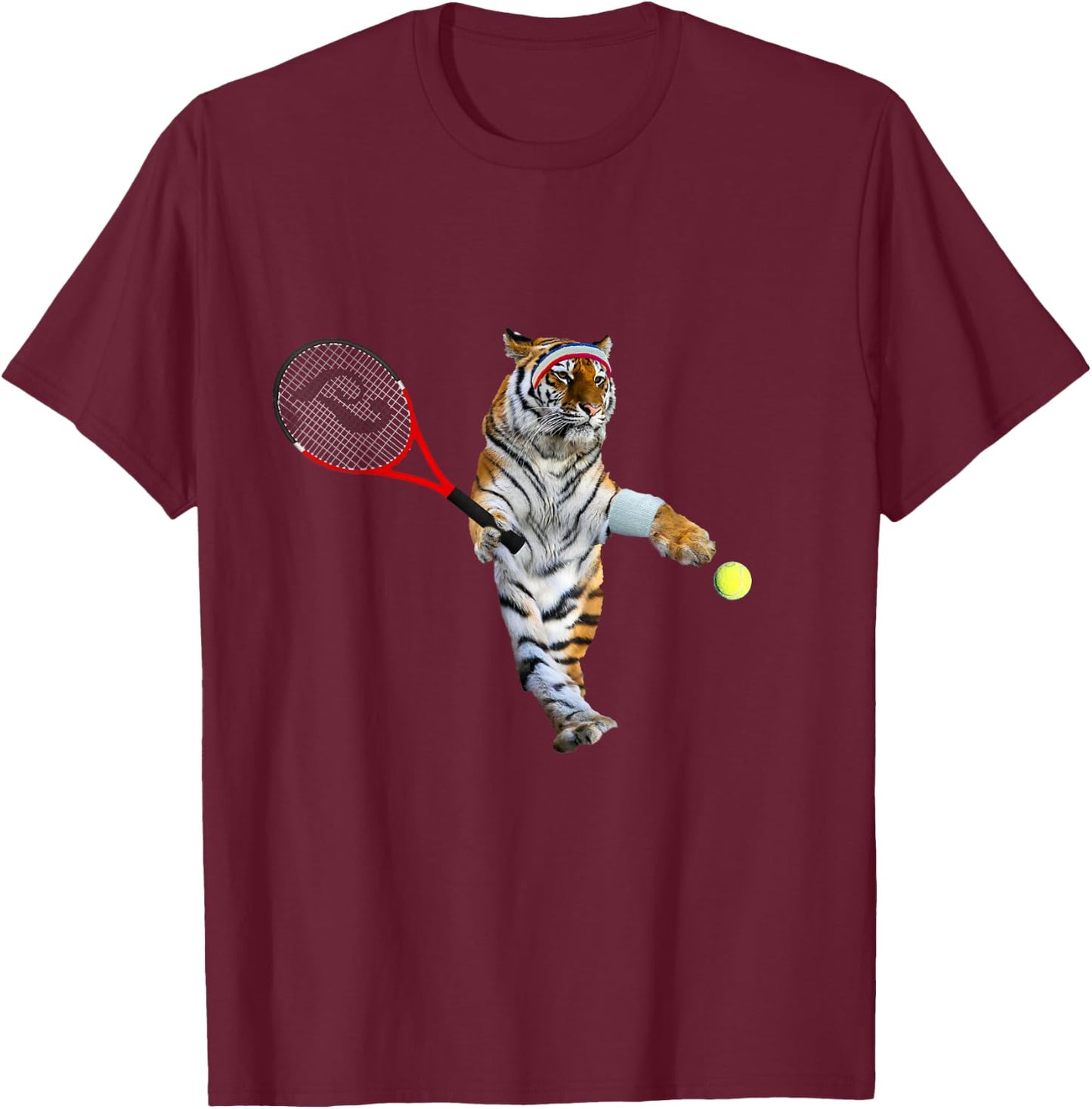 Tiger tiger tiger playing tennis, funny cute T-Shirt - T-Shirt | Maroon