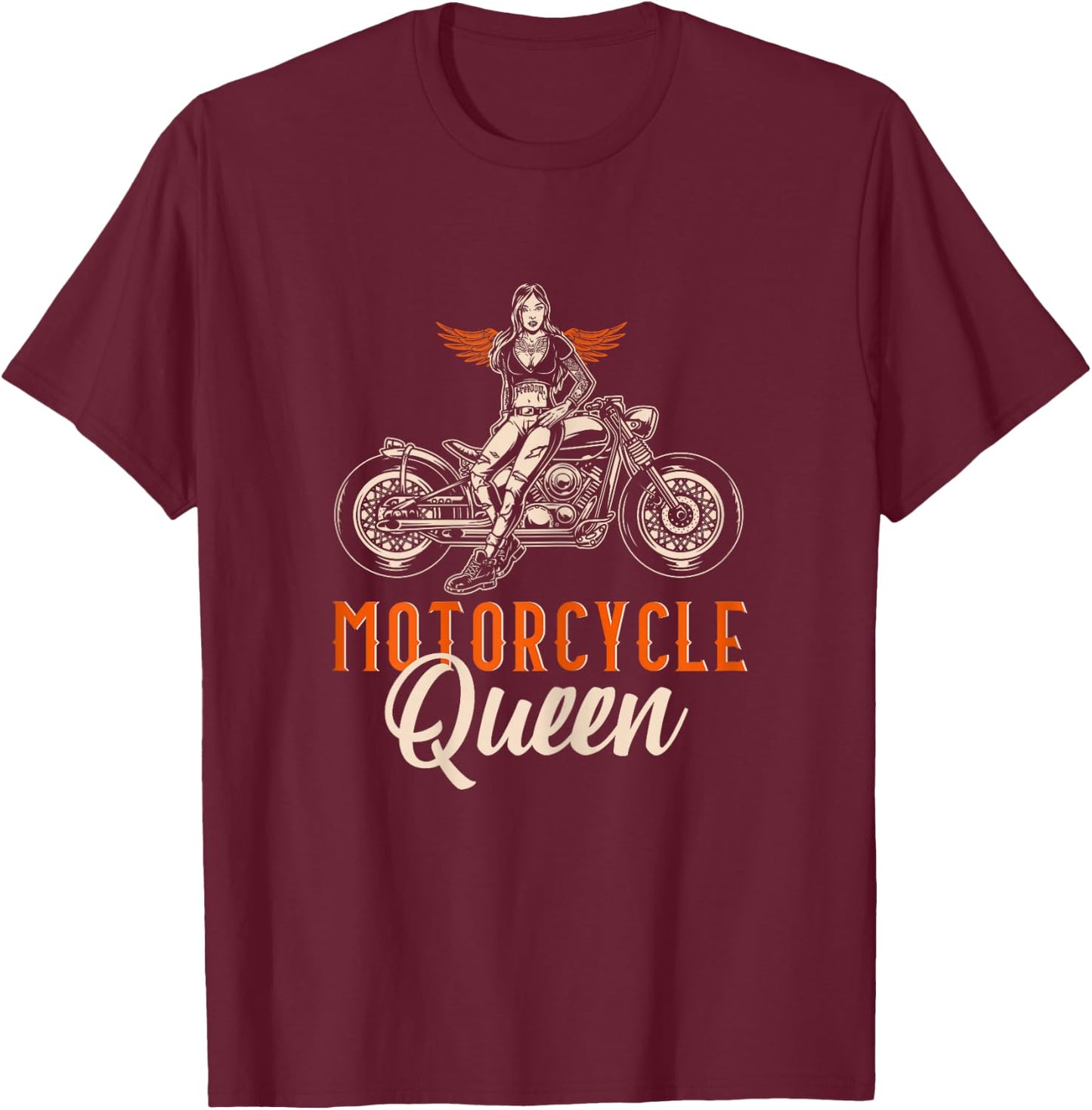 Motorcycle Queen Biker Girl Vintage Motorbike Biker Women T-Shirt - T-Shirt | Maroon