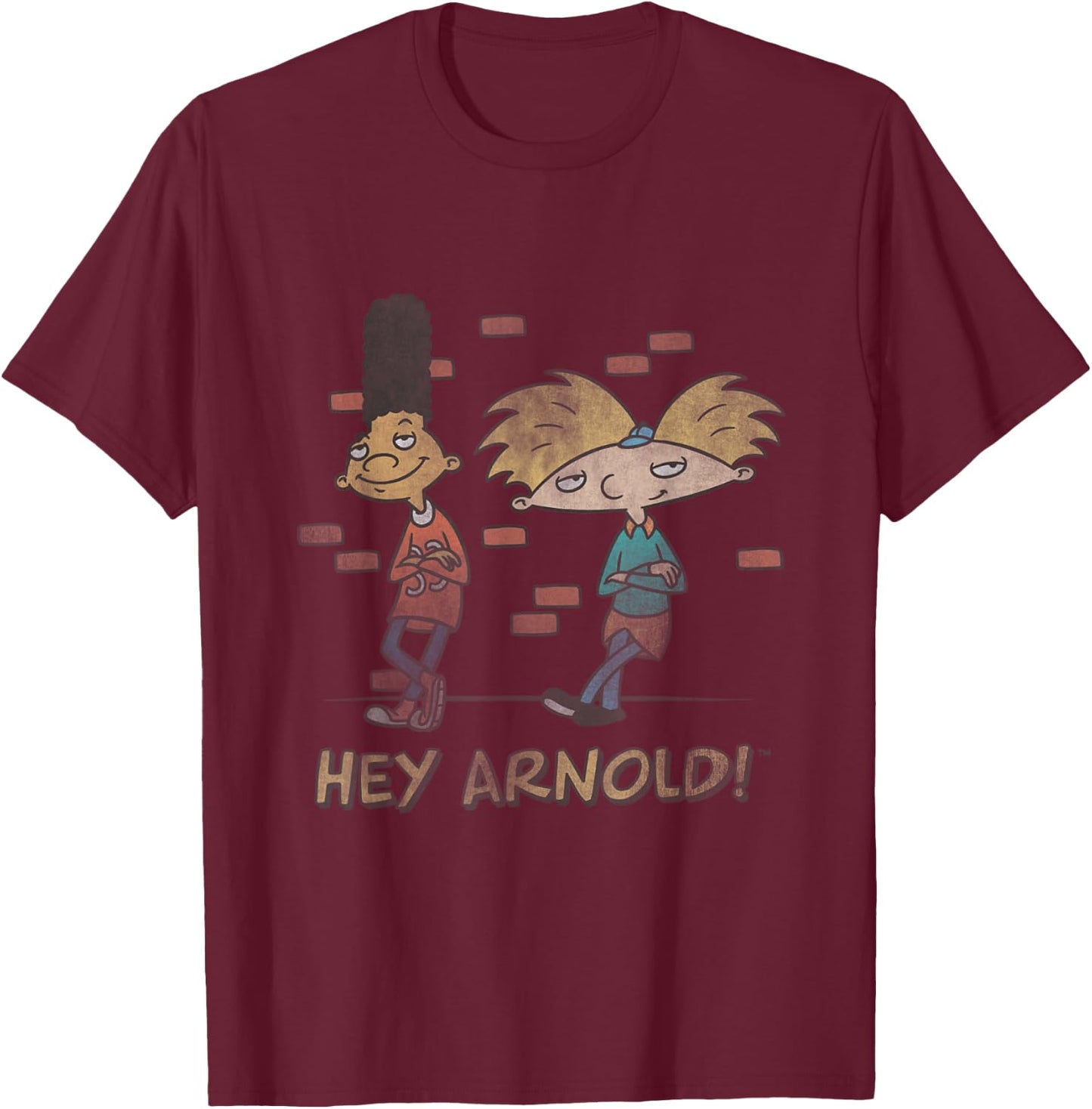 Nickelodeon Hey Arnold! Gerald and Arnold T-Shirt - T-Shirt | Maroon