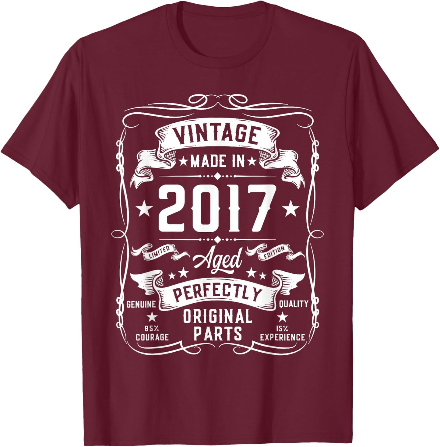 Vintage 2017 8 Years Old Gifts for Boys 8yr 8th Birthday T-Shirt - T-Shirt | Maroon