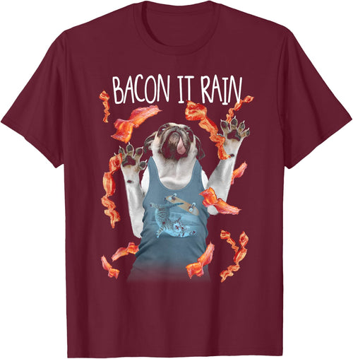 Bacon It Rain Pug Funny Graphic
