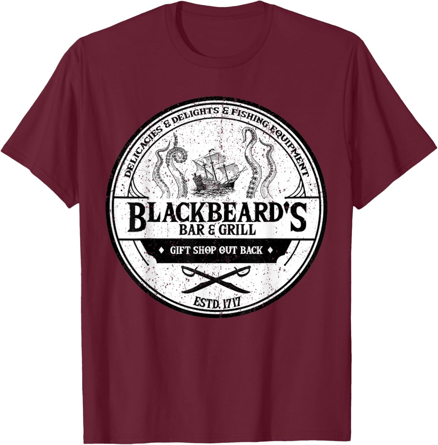 Blackbeard's Bar and Grill T-Shirt - T-Shirt | Maroon