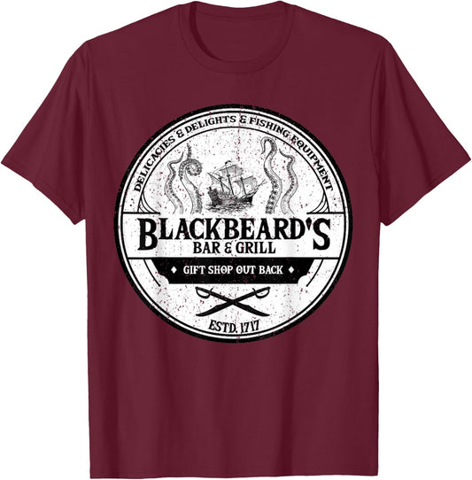 Blackbeard's Bar and Grill T-Shirt - T-Shirt | Maroon