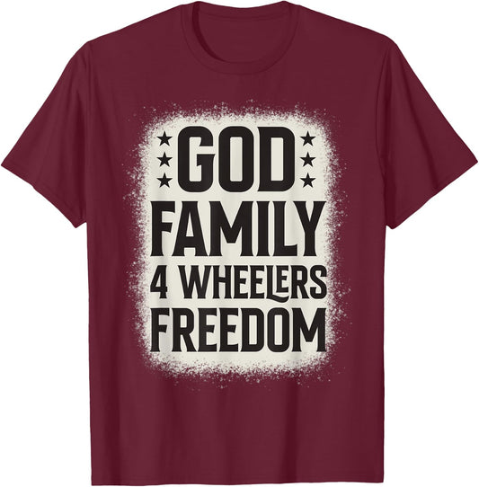 God Family 4 Wheelers Freedom ATV Quad Dirt Bike Men Women T-Shirt - T-Shirt | Maroon