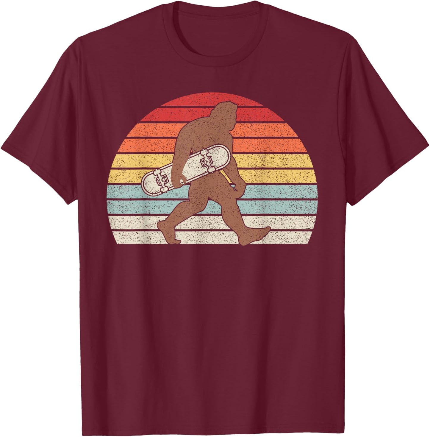 Vintage Longboard Bigfoot Skateboard & Sasquatch Fans Boys T-Shirt - T-Shirt | Maroon