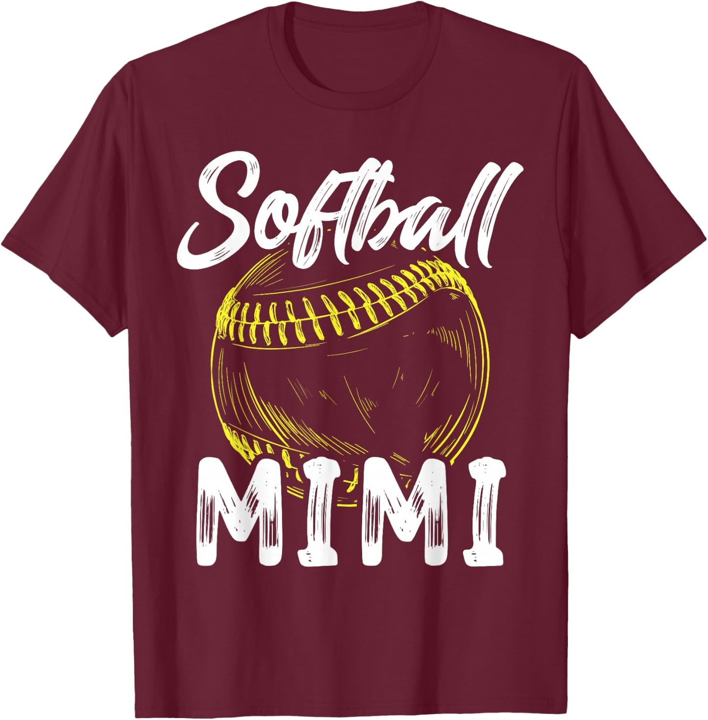 Softball Mimi Family Matching Players Mothers Day T-Shirt - T-Shirt | Maroon