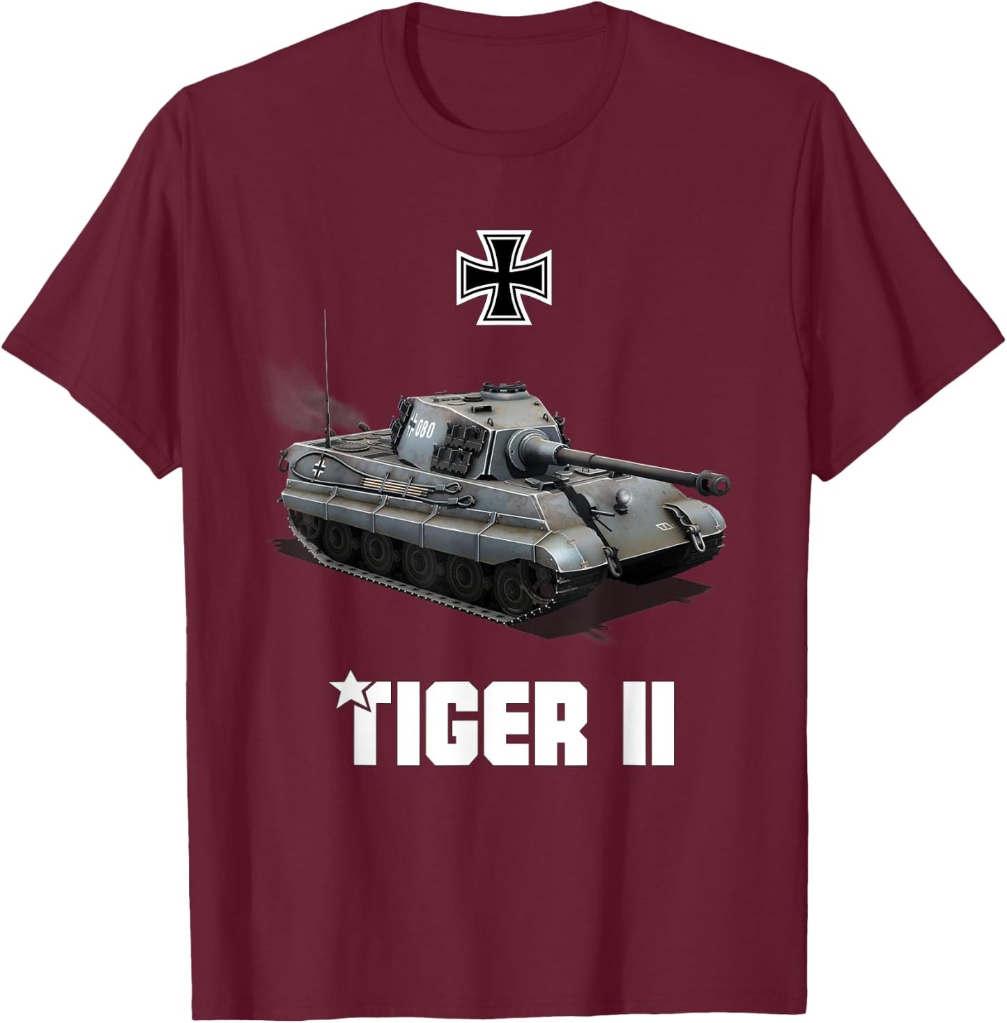 Tiger II Panzer VI German Heavy Tank WW2 King Tiger Military T-Shirt - T-Shirt | Maroon